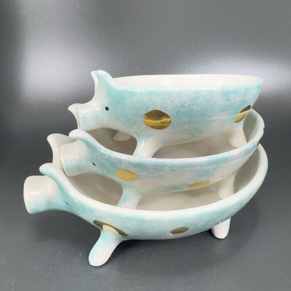 Anthropologie Nesting Pigs Measuring Cups Porcelain Set 1 Cup 1/2 Cup And 1/3 - Picture 12 of 13